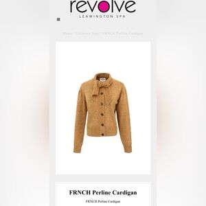 FRNCH Perline Button-Up Wool Blend Cardigan Sweater Career Camel Size Small